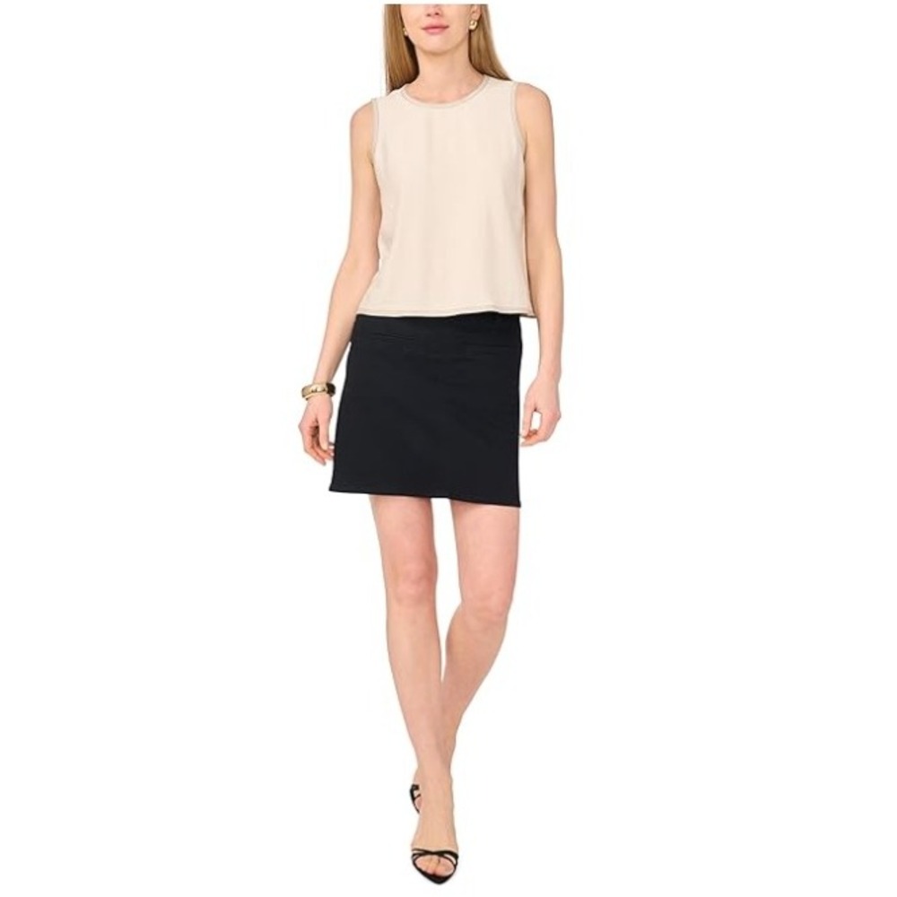Vince Camuto Sleeveless Top Women Size Large Ivory Top Stitch NWT